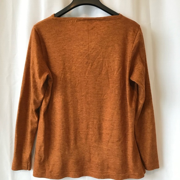 Claudine wool mix scoop neck 3/4 sleeve top - Picture 7 of 10